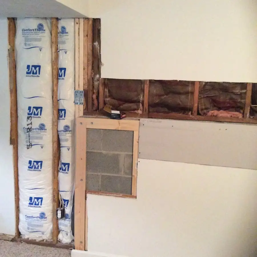 Wall insulation replacement during Basement Flood Cleanup in Steilacoom
